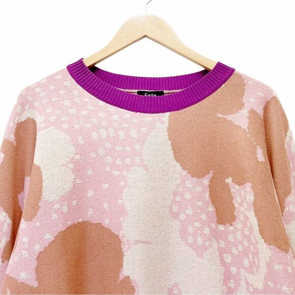 NWT FATE The Label Remi Abstract Floral Sweater Blush Tan Purple Size Medium NEW - Picture 5 of 13